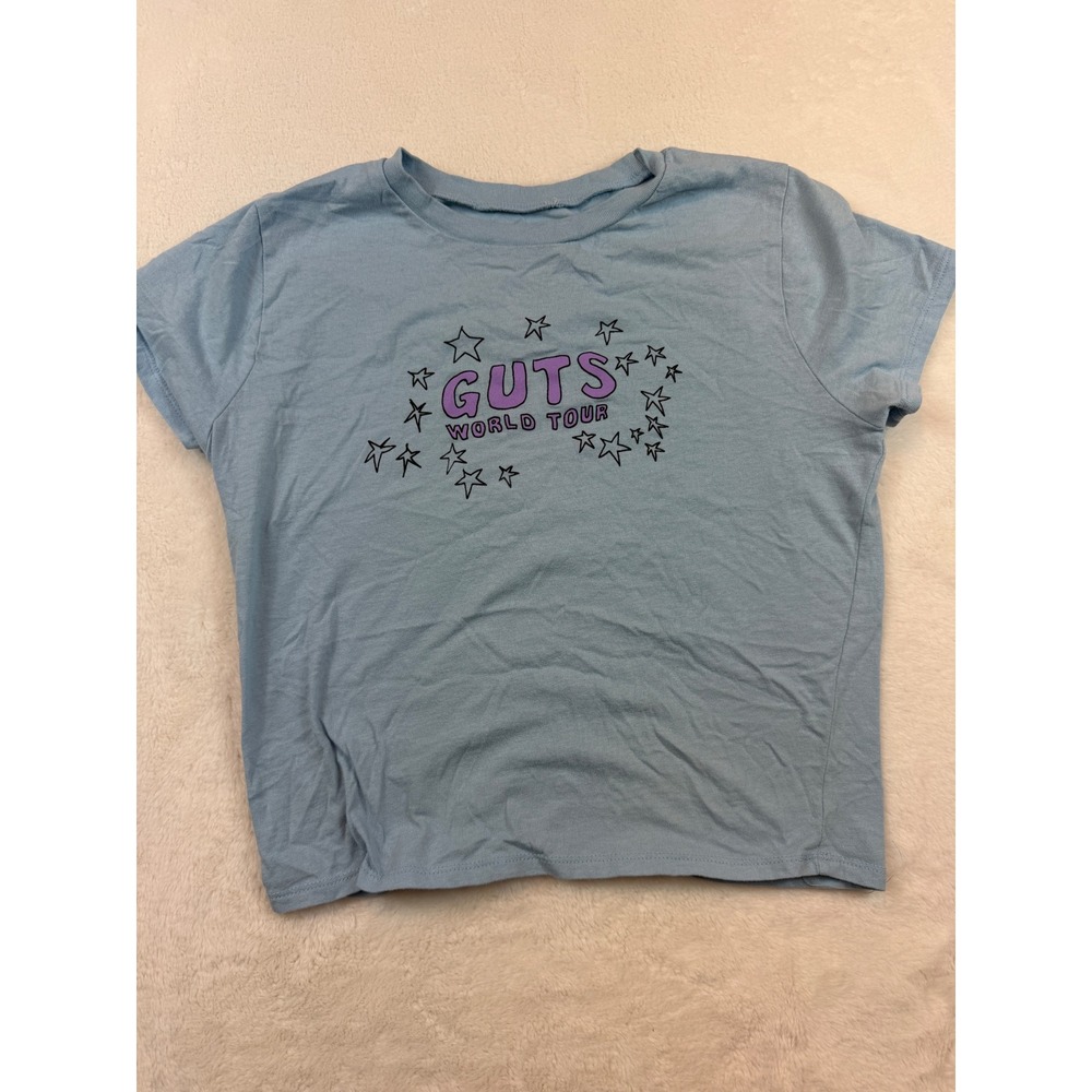 Olivia Rodrigo Guts World Tour Baby Tee Blue Graphic T-Shirt Large L Official
